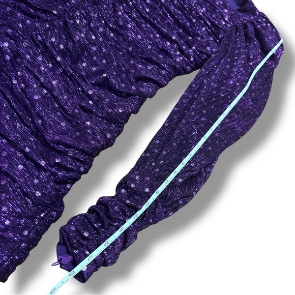 NWT For Love & Lemons Purple Sparkly 80s Inspired La Villette Mini Dress Medium - Picture 10 of 14